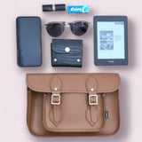 Leather Satchel - 11.5'' Cornflower Blue - In Stock & Ready to Ship