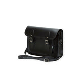 Leather Satchel with Magnetic Fasteners - Black 11.5'' - In Stock & Ready to Ship