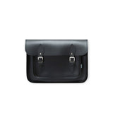 Leather Satchel with Magnetic Fasteners - Black 11.5'' - In Stock & Ready to Ship
