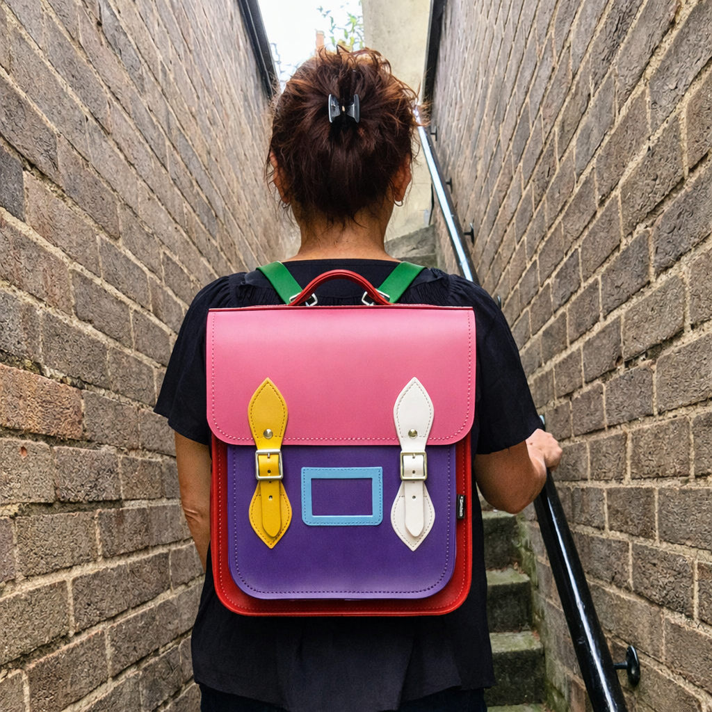 Handmade Leather City Backpack - Classic Kaleidoscope