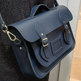 Handmade Leather Satchel - Navy Blue