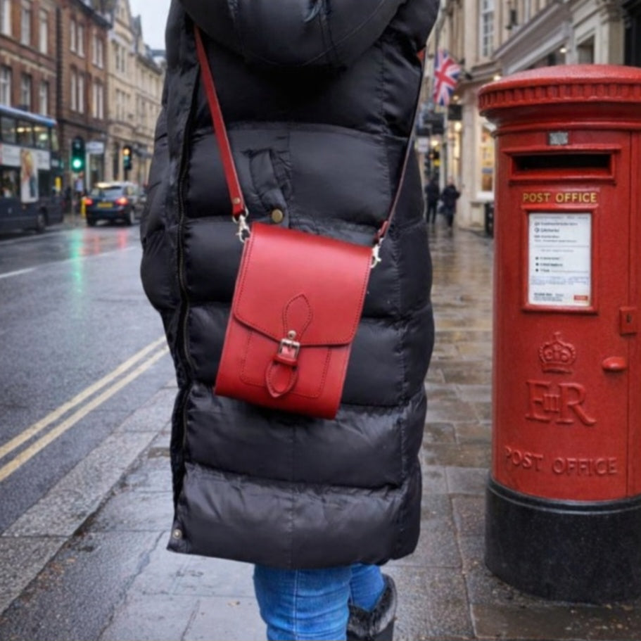 Leather Festival Phone Bag -Pillar Box Red - In Stock & Ready to Ship