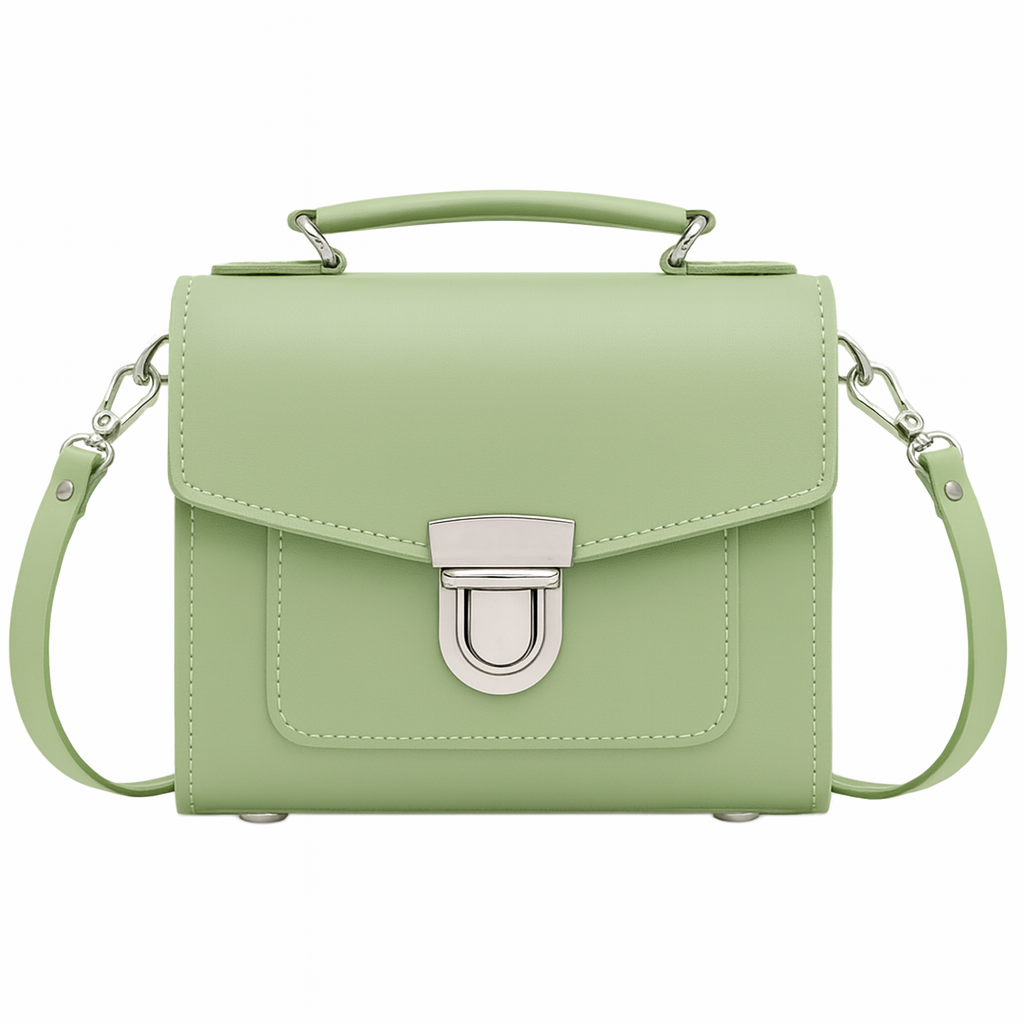 Handmade Leather Sugarcube Handbag - Sage Green