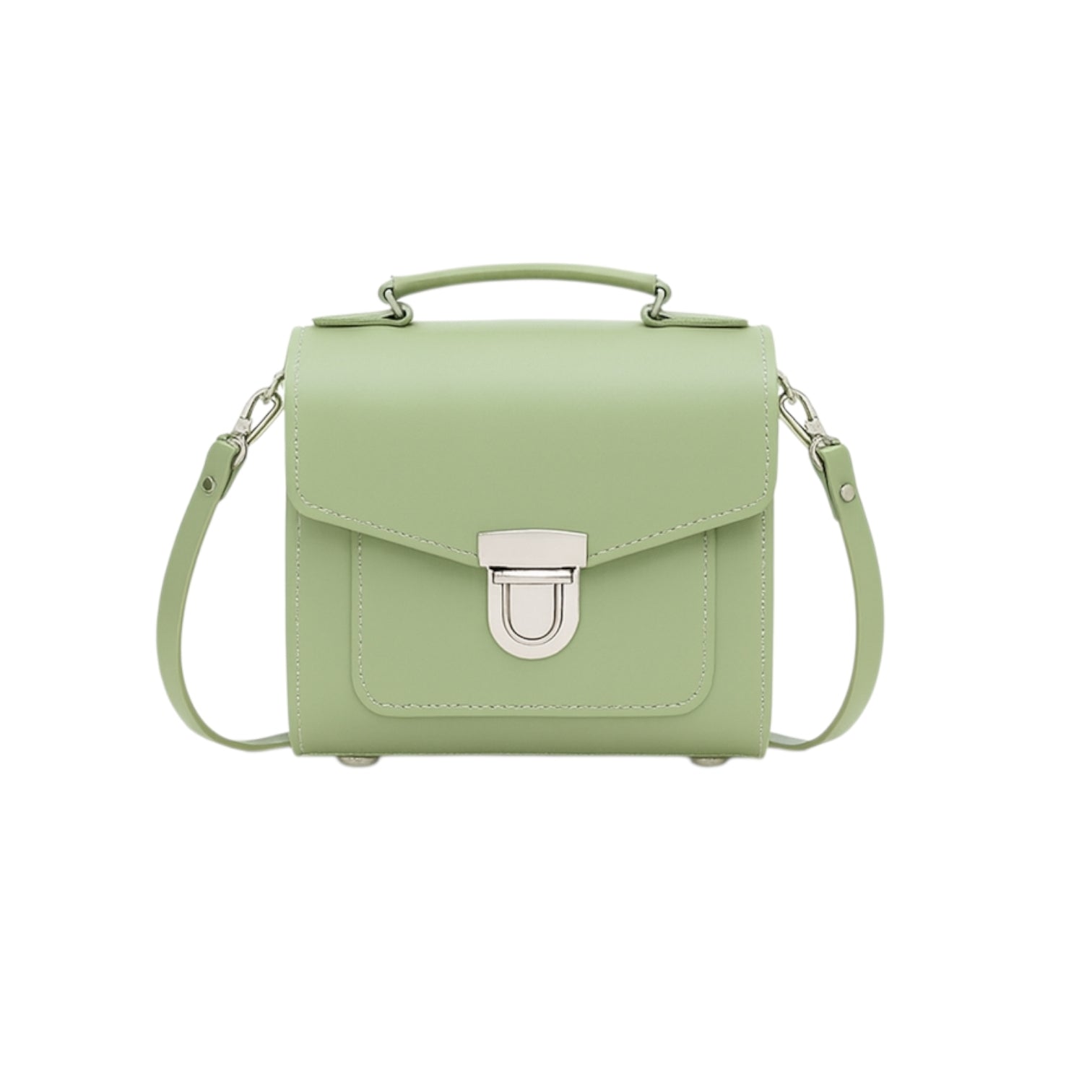 Handmade Leather Sugarcube Handbag - Sage Green
