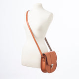 Handmade Leather Pushlock Saddle Bag - Burnt Orange