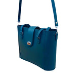 Leather Mini Twist Lock Shopper Bag - Teal