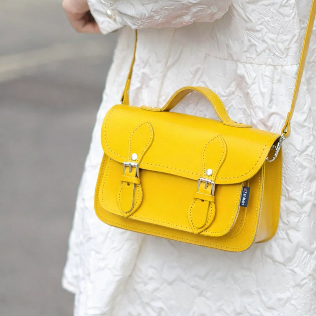 Handmade Leather Micro Satchel - Pastel Daffodil Yellow