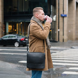 Soft Tannery Leather Messenger - Black