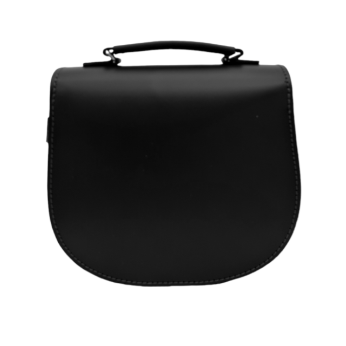 Handmade Leather Twist Lock Saddle Bag - Black