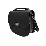 Handmade Leather Twist Lock Saddle Bag - Black