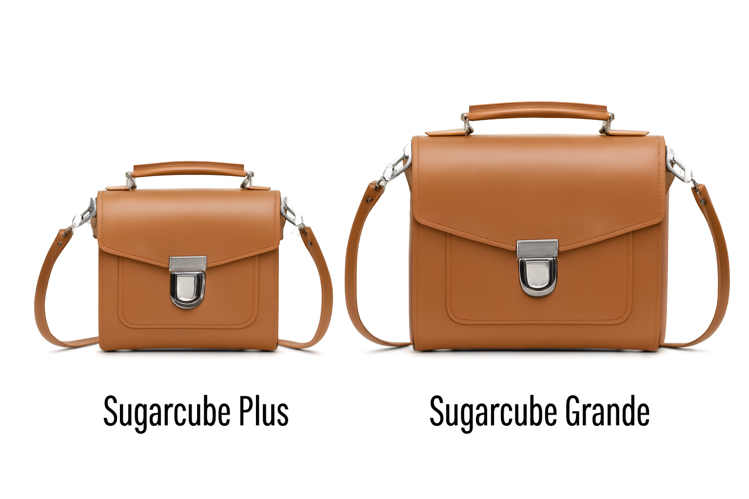 Handmade Leather Sugarcube Handbag - Burnt Orange