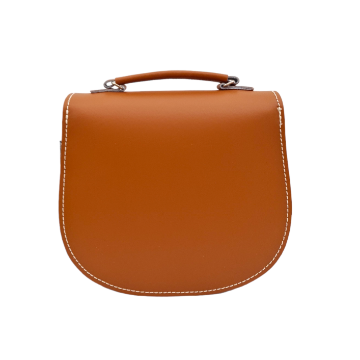 Handmade Leather Twist Lock Saddle Bag - Burnt Orange