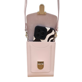 Leather Push Lock Crossbody Phone Case - Cherry Blossom