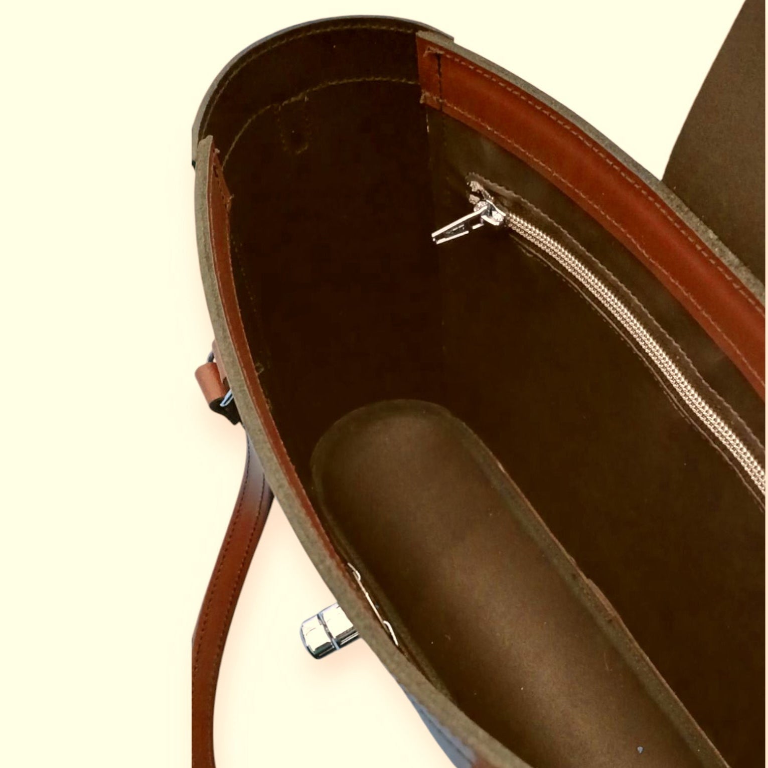 Tannery Tweed & Leather Mini Twist Lock Shopper Bag - Tan