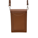 Leather Push Lock Crossbody Phone Case - Chestnut