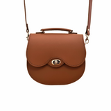 Handmade Leather Twist Lock Saddle Bag - Chestnut