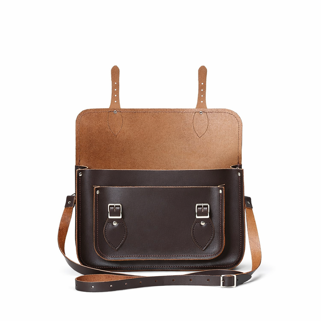 Leather Satchel - Dark Brown 11.5'' - In Stock & Ready to Ship