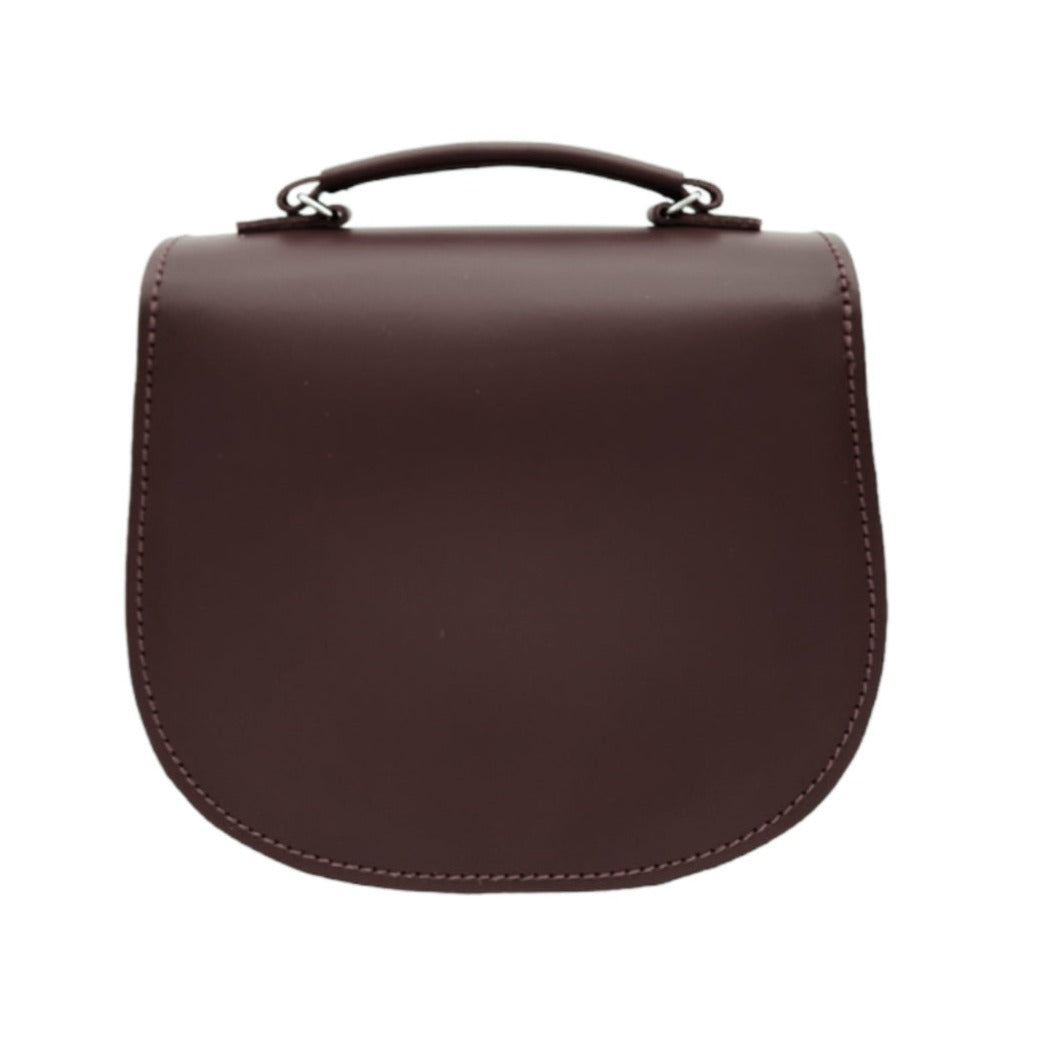 Handmade Leather Twist Lock Saddle Bag - Dark Brown