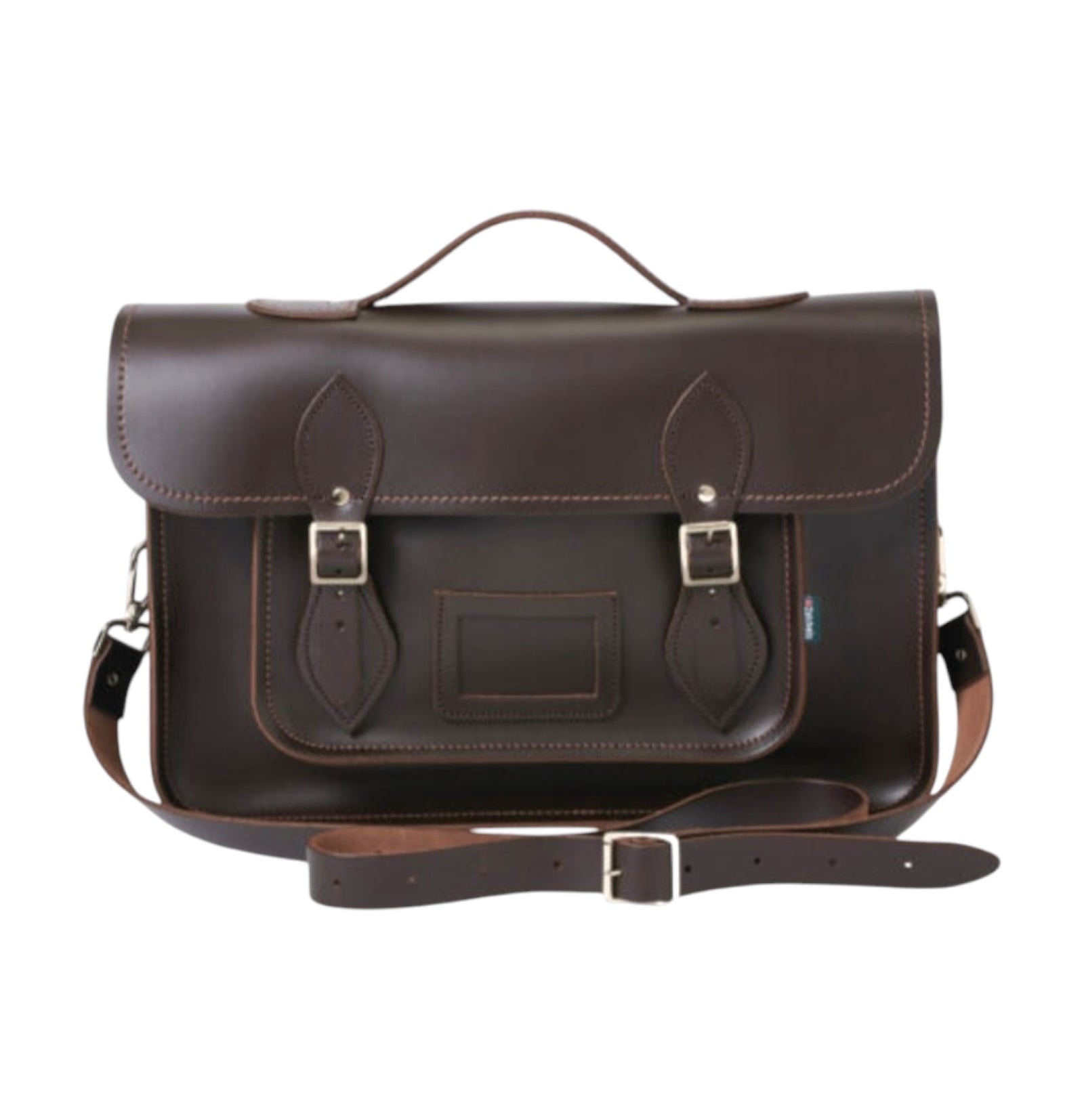 Leather Crossbody Satchel Dark Brown 13'' - In Stock & Ready to Ship
