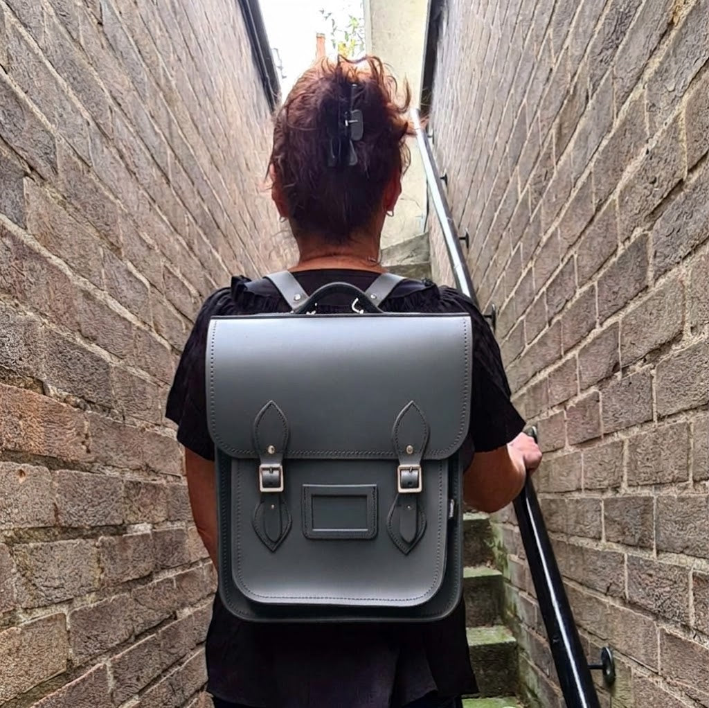 Handmade Leather City Backpack - Graphite Grey