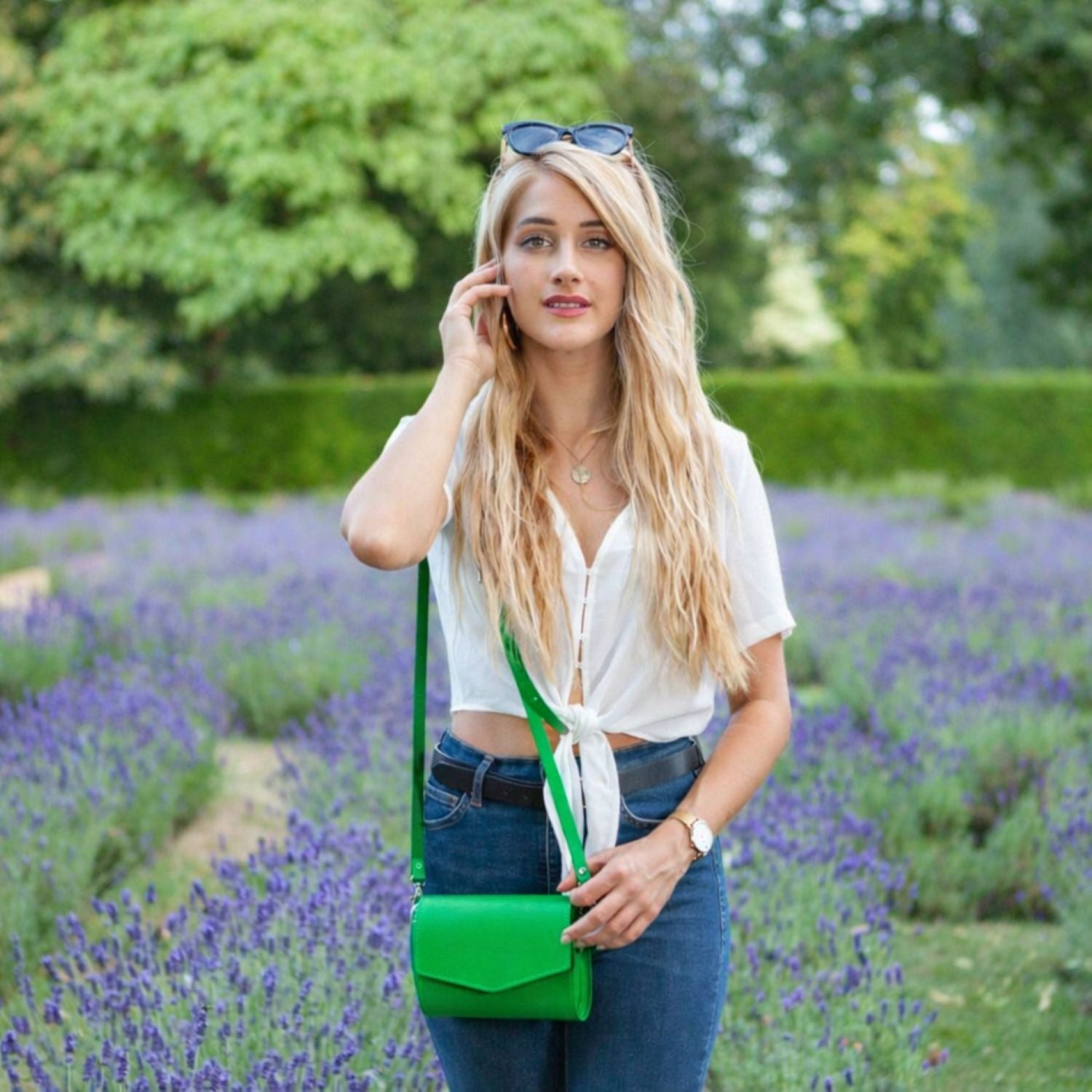 Leather Clutch Bag - Green - In Stock & Ready to Ship