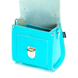 Handmade Leather Sugarcube Handbag - Limpet - Shell Blue
