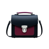 Handmade Leather Two Tone Sugarcube Handbag - Black & Magenta