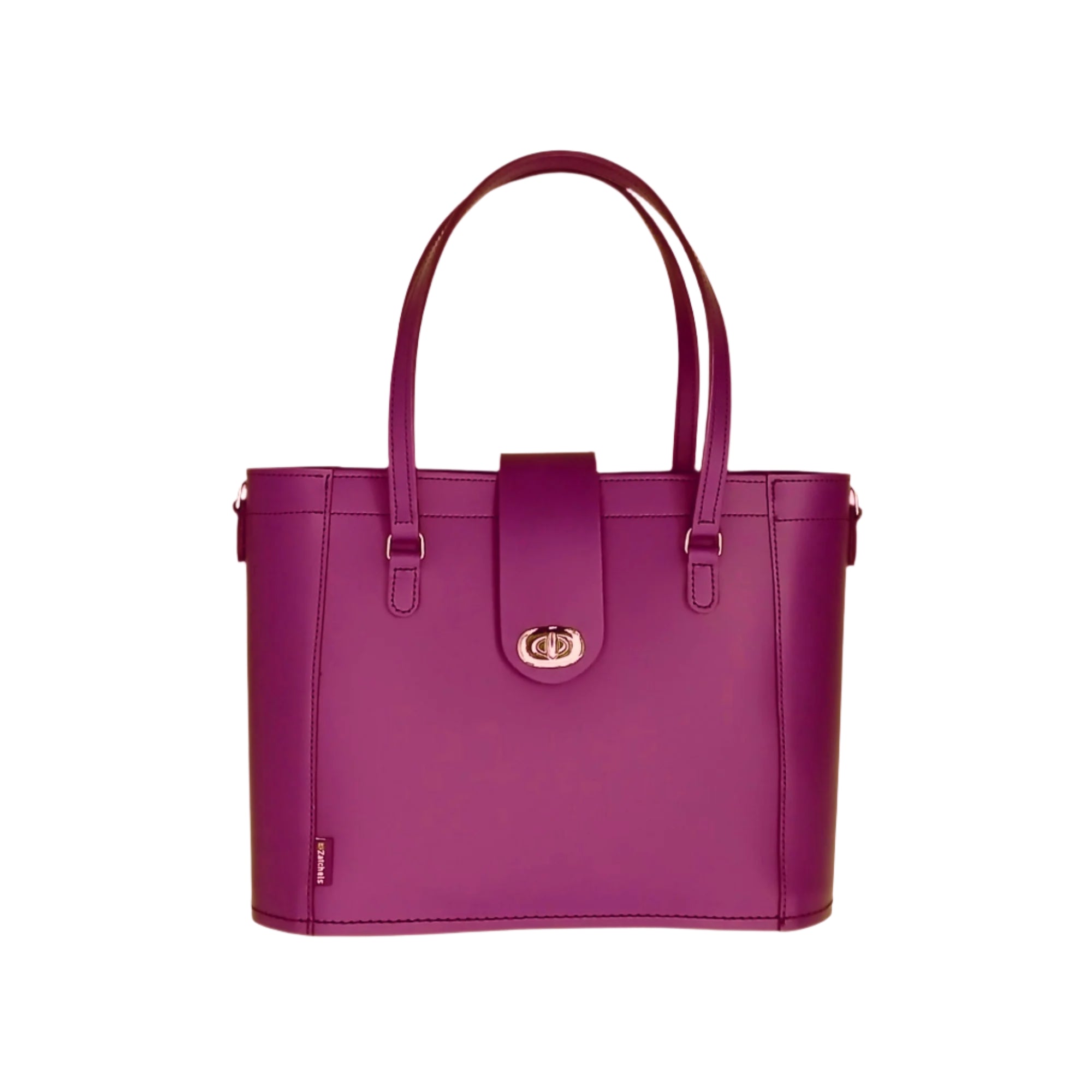 Leather Mini Twist Lock Shopper Bag - Magenta