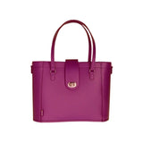 Leather Mini Twist Lock Shopper Bag - Magenta