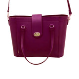 Leather Mini Twist Lock Shopper Bag - Magenta