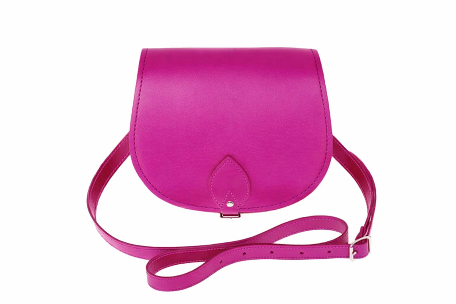 Handmade Leather Saddle Bag - Magenta