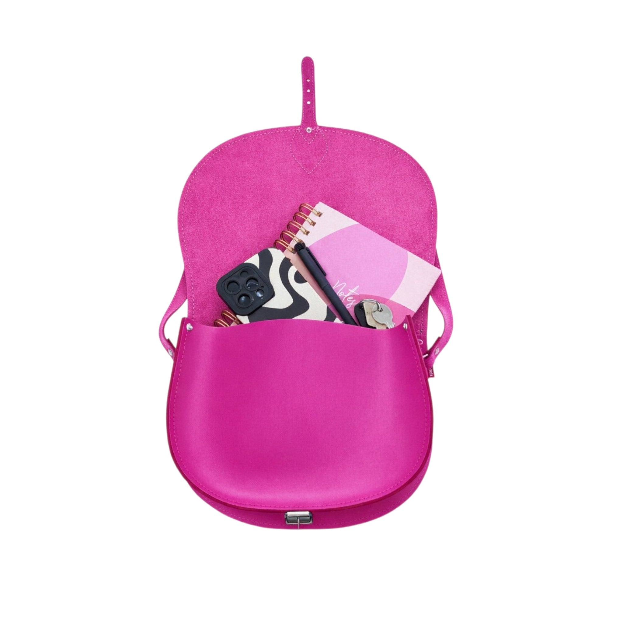 Handmade Leather Saddle Bag - Magenta