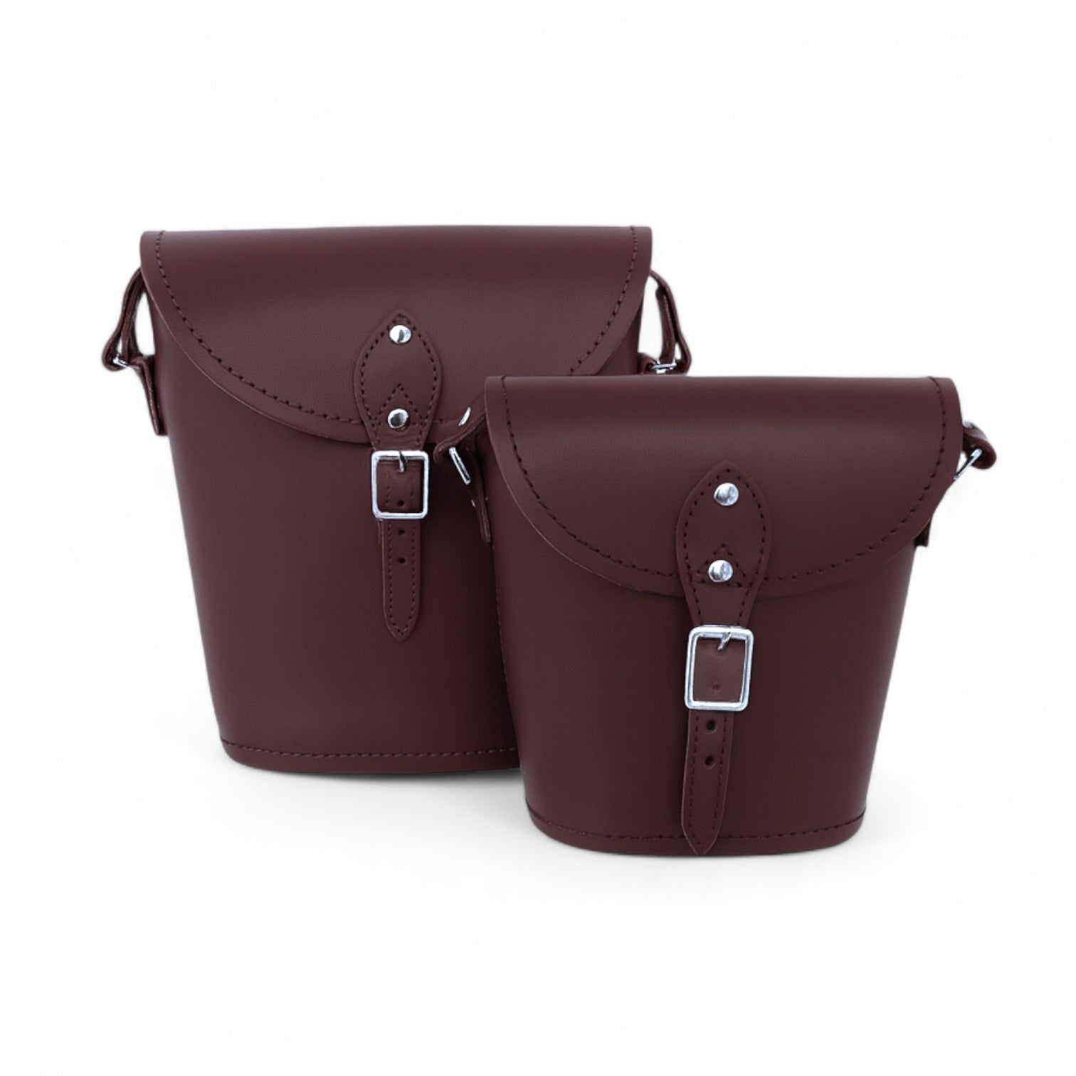 Handmade Leather Barrel Bag - Marsala Red
