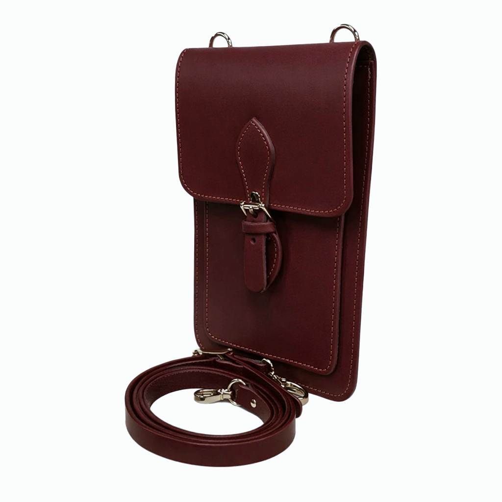 Leather Mobile Phone Pouch Plus - Marsala Red - In Stock & Ready to Ship