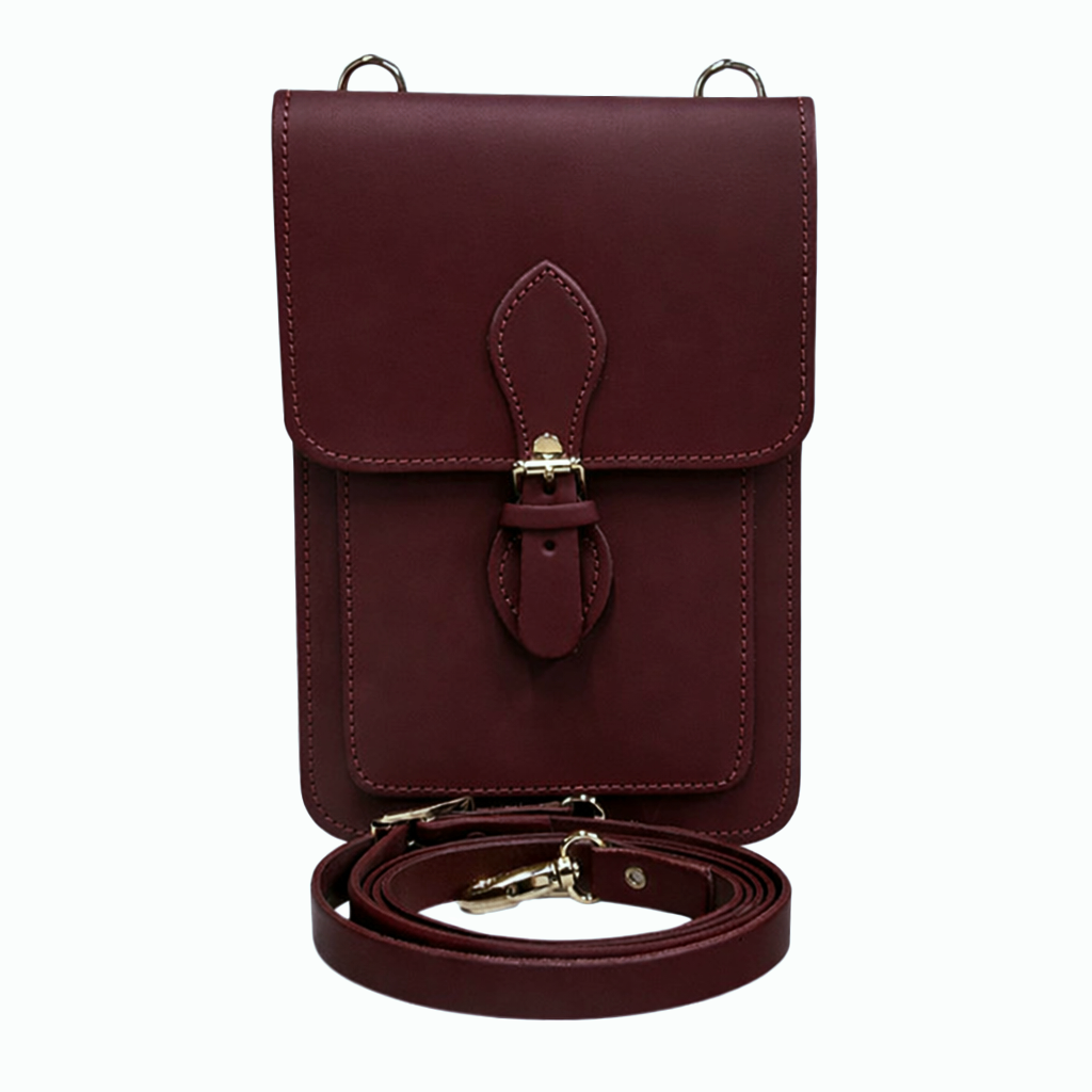 Leather Mobile Phone Pouch Plus - Marsala Red - In Stock & Ready to Ship