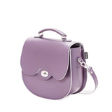 Handmade Leather Twist Lock Saddle Bag - Pastel Violet