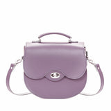 Handmade Leather Twist Lock Saddle Bag - Pastel Violet