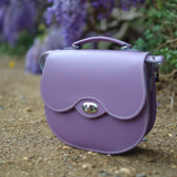 Handmade Leather Twist Lock Saddle Bag - Pastel Violet
