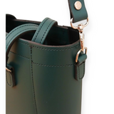 Leather Mini Twist Lock Shopper Bag - Pine