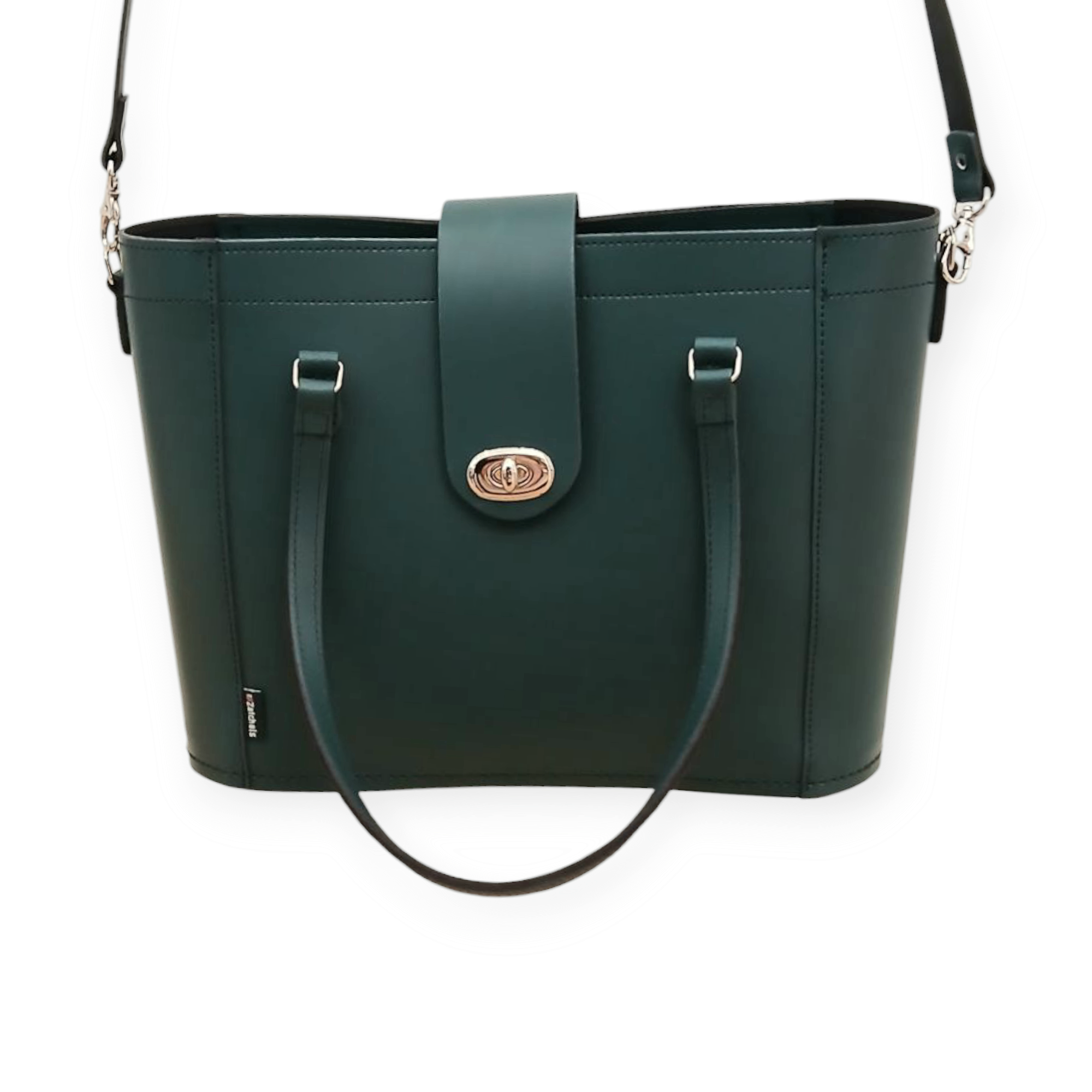 Leather Mini Twist Lock Shopper Bag - Pine