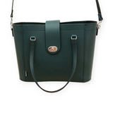 Leather Mini Twist Lock Shopper Bag - Pine