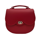 Leather Twist Lock Saddle Bag - Red - In Stock & Ready to Ship