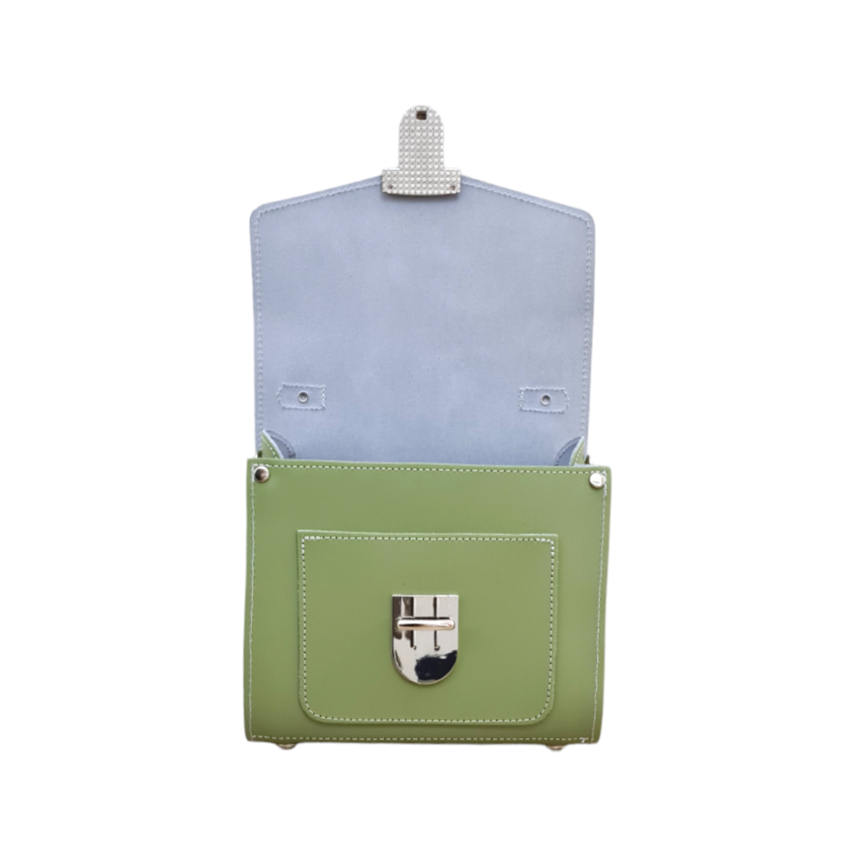 Handmade Leather Sugarcube Handbag - Sage Green