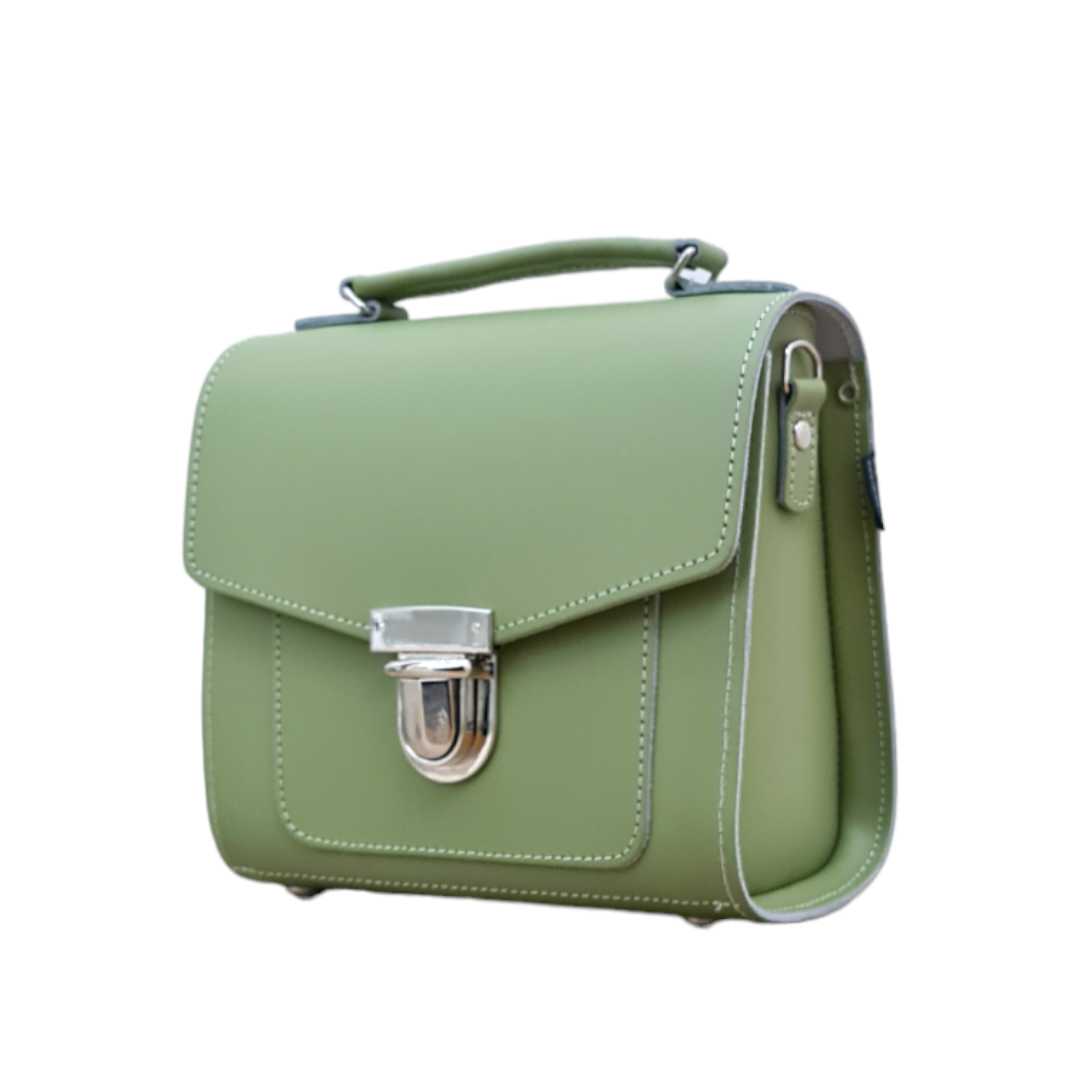Handmade Leather Sugarcube Handbag - Sage Green