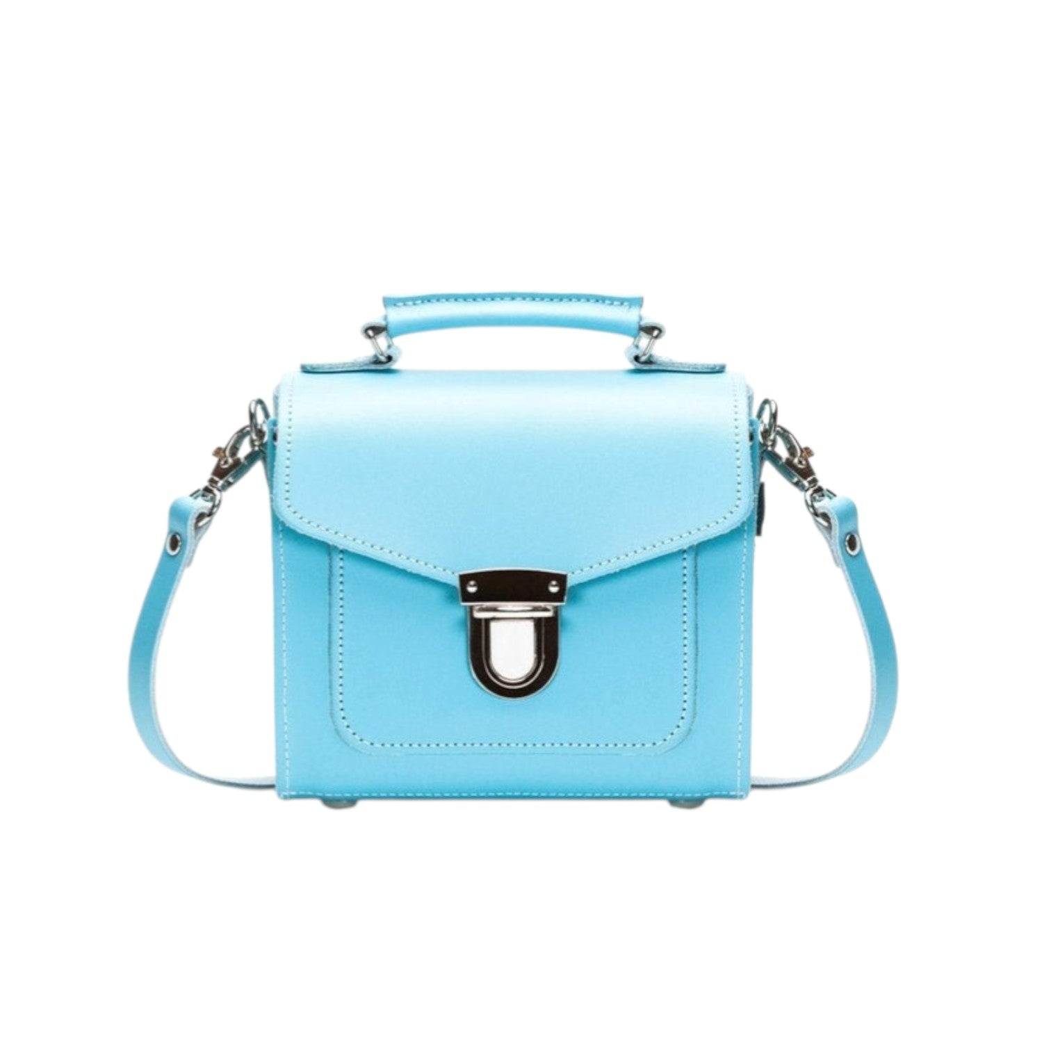 Handmade Leather Sugarcube Handbag - Pastel Baby Blue