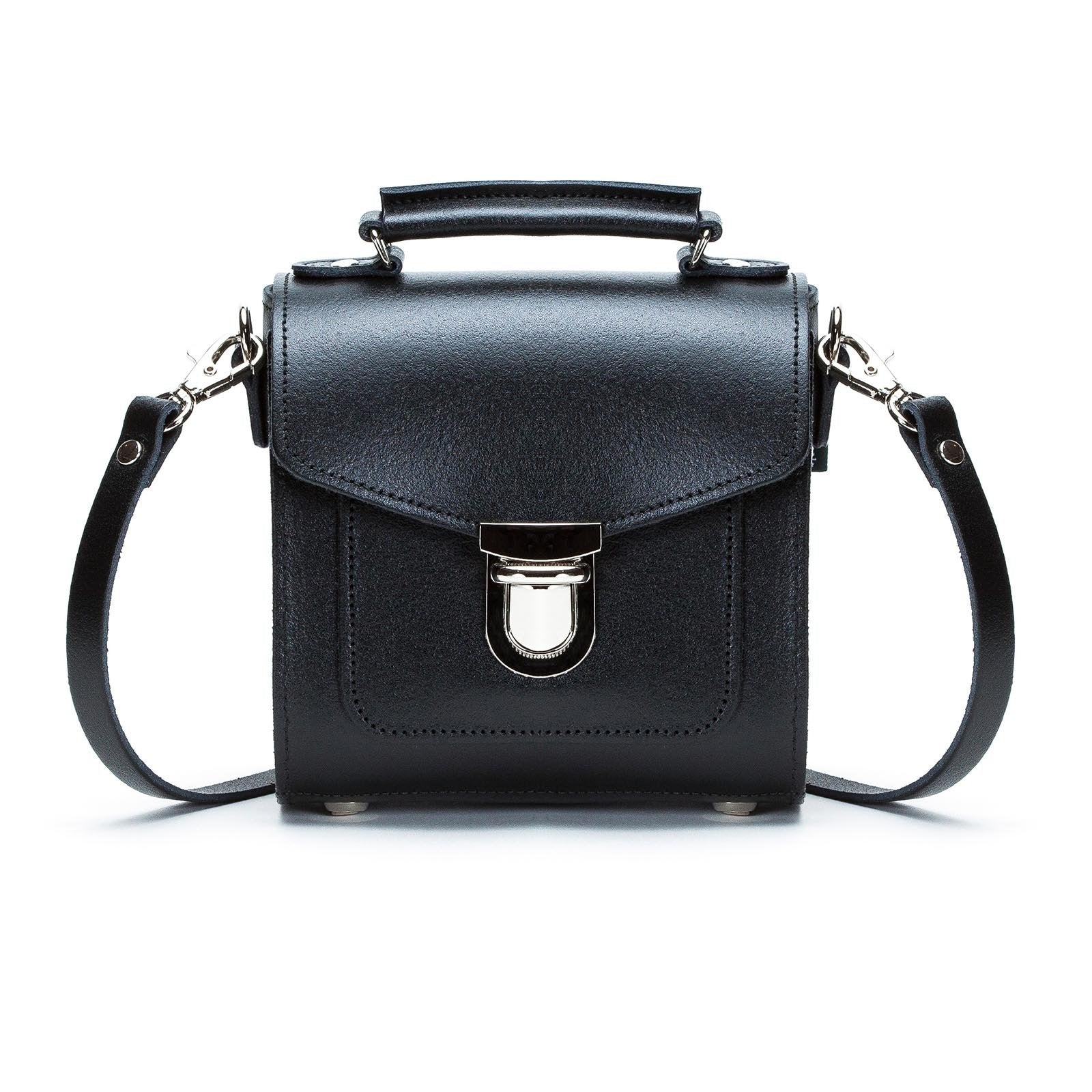 Leather Sugarcube Handbag - Black - Small - In Stock & Ready to Ship