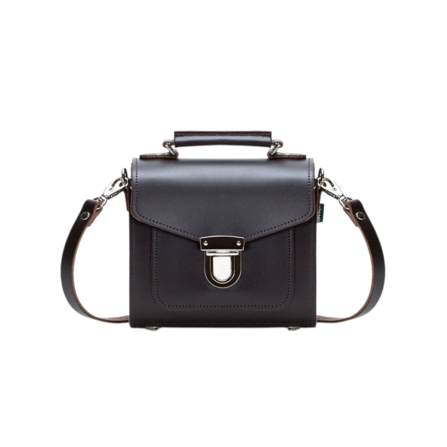 Handmade Leather Sugarcube Handbag - Dark Brown