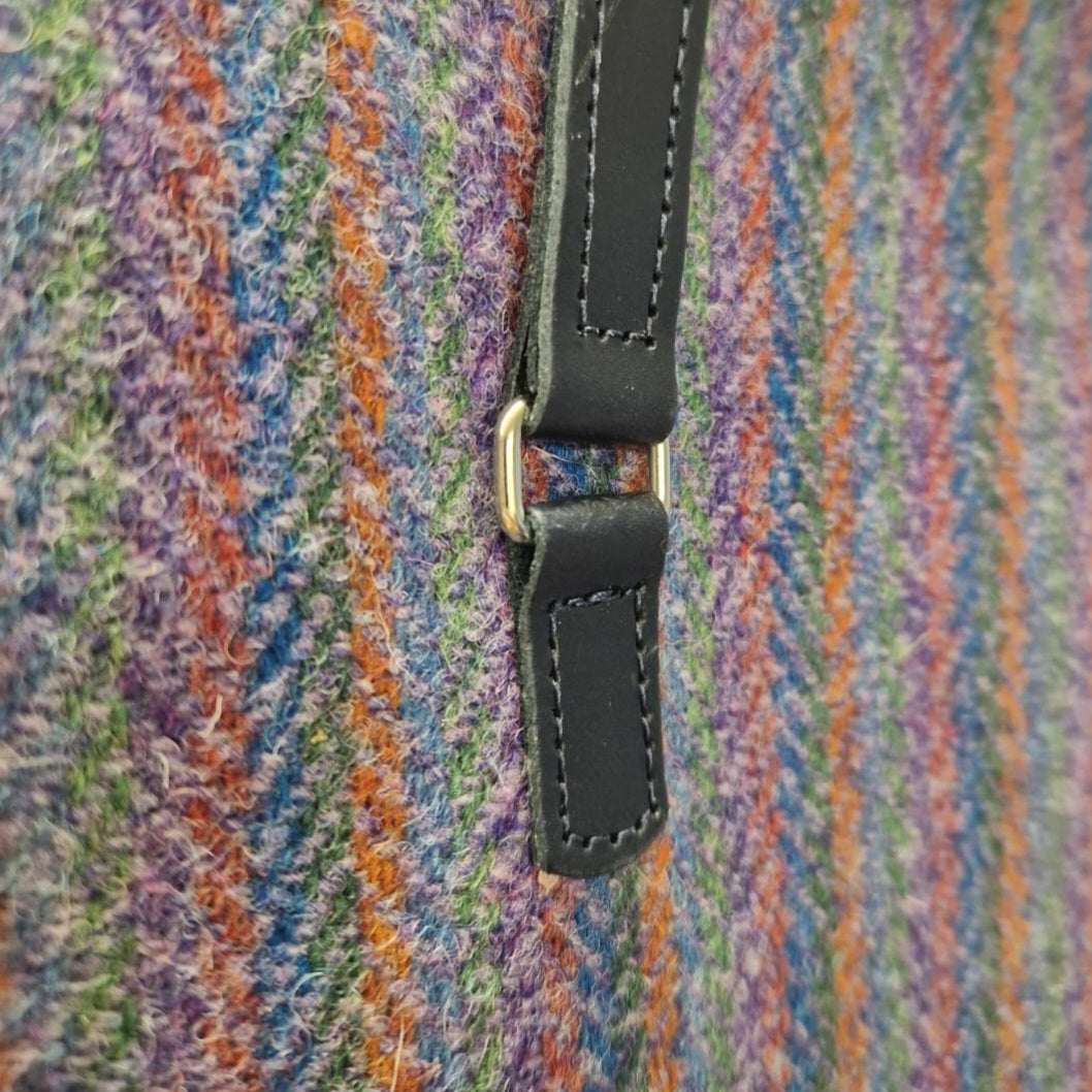 Handmade Leather & Tweed Tote Bag - Purple - In Stock & Ready to Ship