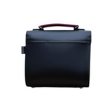 Handmade Leather Two Tone Sugarcube Handbag - Black & Magenta