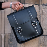 Handmade Leather City Backpack - Black Gothic Studded